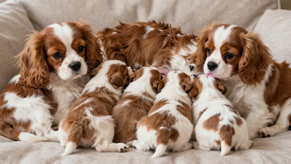 healthy mother thriving puppies